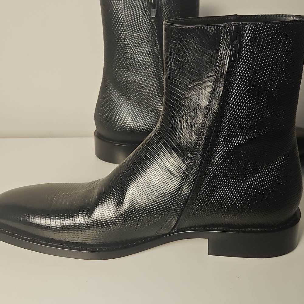 Mens Balenciaga Chrystal Bootie L20 Lizard Effect Black Calfskin Designer Shoes - Picture 5 of 16